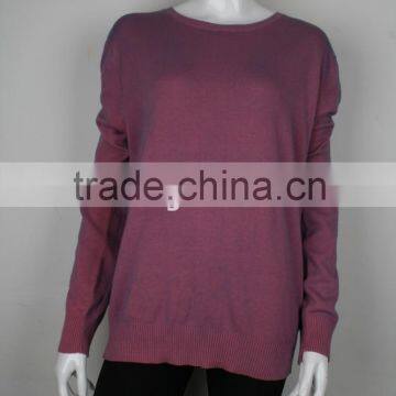 Womens' round neck long sleeve pullover knitted sweater with spray print