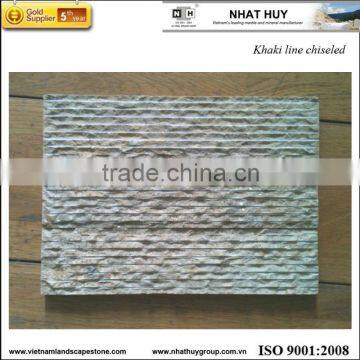 wall cladding stone - Wall cladding - Khaki line chiseled