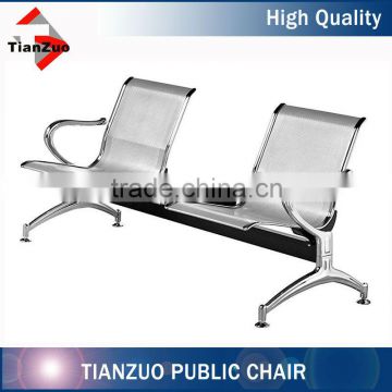 Silver steel airport bench seating with table