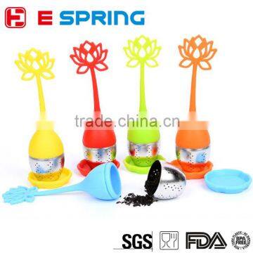 HQ Silicone & Stainless Steel Lotus Design Flower Infuser Tea Strainer