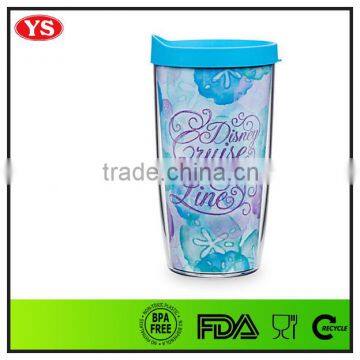 16oz insulated double wall plastic thermal mugs and lids