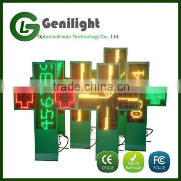 P10 pixels and video function outdoor green led pharmacy cross display sign for business