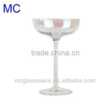 Handmade rainbow colored champagne saucer