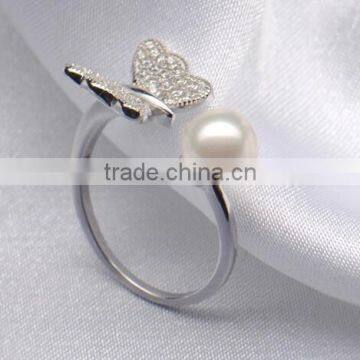 White Round AAA 6mm Sterling Silver Freshwater Pearl Ring