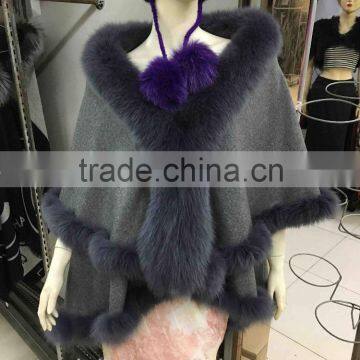 Winter Fashion Women real fox fur with cashmere shawl