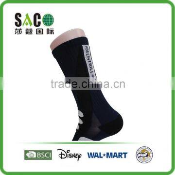 Well Pattern Black Cotton Sports Socks