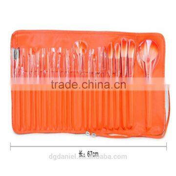 Professional Custom Logo Orange Makeup Cosmetic Brushes Set 24pcs With Orange PU Pouch photo-4