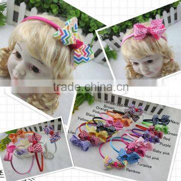 Ribbon Chevron Bow with Satin Girls Hair Band Baby Headband Children Hair Accessories Kids Hairband