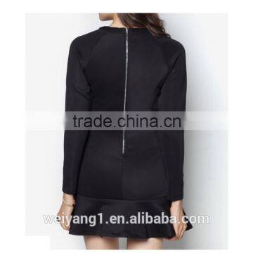2016 Most Fashion Long Sleeves Fluted Hem Women Dress Semi Formal Cocktail Women Dress
