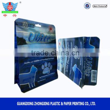 High quality colorful printing block bottom zip lock bag for pet food packaging