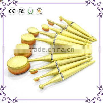 Bling Bling New Design 10 Pieces Oval Multi-purpose Toothbrush Makeup Brush Sets Professional Pink Makeup Oval Brush photo-4