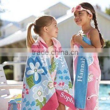 100% cotton printed Children Beach Wrap Towel velour reactive printing manufacturer