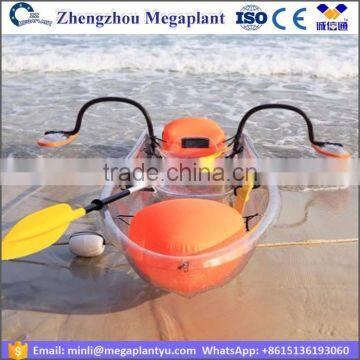 2 person Plastic clear botton pedal canoe kayak with cheap price