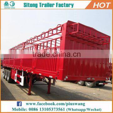 Factory Price Steel Cage Cargo Fence Trailer for Grain Transportation Drop Side Flatbed Stake Cargo Semi Trailer photo-3