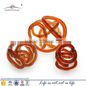 Mid Century Hand Crafted Monder Glass Rope Knot Paper Wieght Sculptural Decor Art Craft photo-3