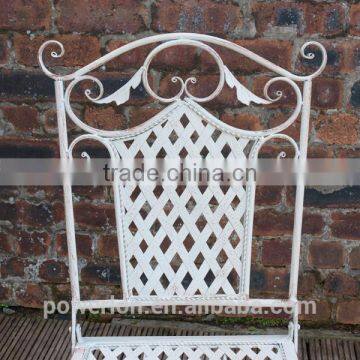 Antique Cream Wrought Iron Durable Folding Patio Chair photo-5