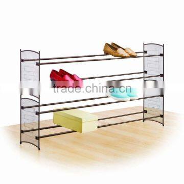 2 tiers metal shoes rack wih mesh frame