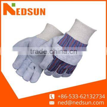 High quality knitting cuff full palm protective leather glove for working