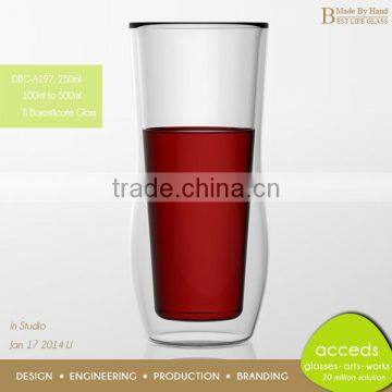 Attractive Houseware Clear 250Ml Double Wall Glass Milk Cup