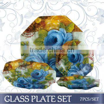 octagonal glass dinner cake plate with OEM