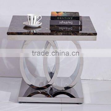 Modern Circl Base Marble Top stainless steel base side table