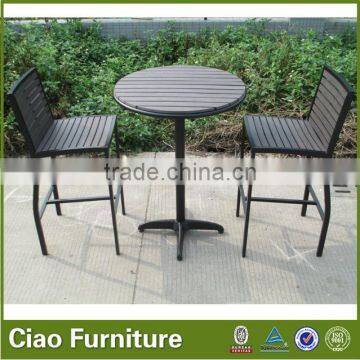 High end bar furniture plastic wood bar table stool set