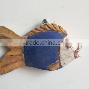 Decorative carving wood fish sculpture