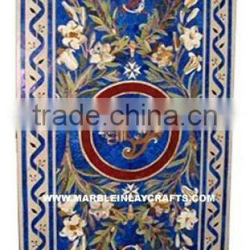 Lapiz Lazuli Marble Inlay Table Tops, Inlay Marble Dining Table Top