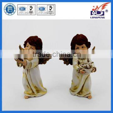 European Standing Poly Angel Holding Pigeon Statue for Home Decor