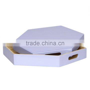 Hexagon Colored Lacquer Serving Tray, Spun Bamboo Tray photo-6