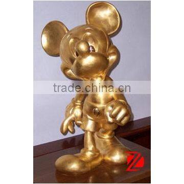 Gold metal Mickey Mouse Statue For Office Decoration