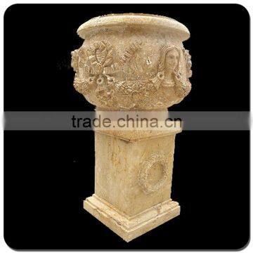 Decorative Garden Stone Pot Antique Stone Granite Flowerpots photo-4