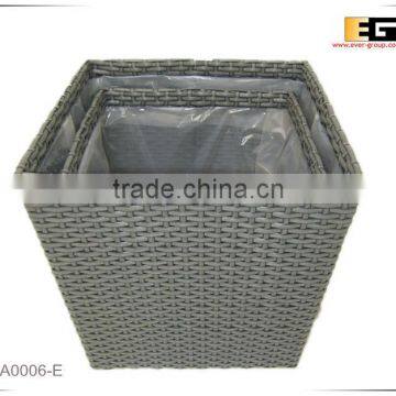 Square PE/Plastic Rattan With Liner Deco Basket photo-3