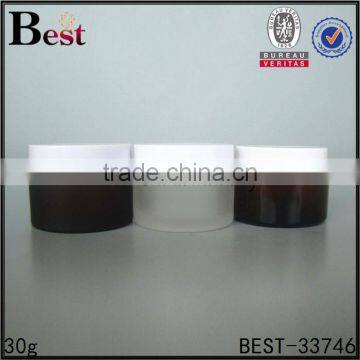 30g Cosmetics Frosted Dark Glass Jar Brown Cream Glass Jar With Screw Top White Lid photo-6