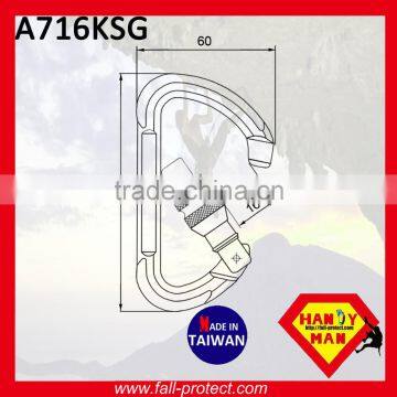 23KN D Shape Mountaineer Climbing Aluminum Carabiner With Screw Lock photo-2