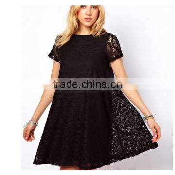 latest large size short sleeve lace spring summer dress