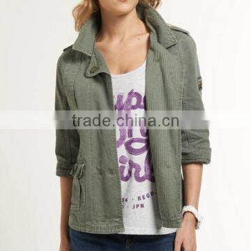 wholesale factory new style fashion green denim autumn button women coat