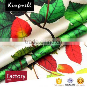 Custom home textile plant leaf digital printed silk fabric