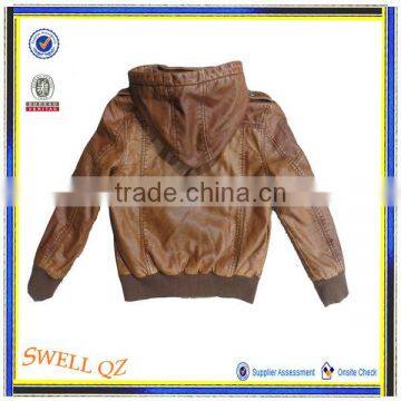 New Style Fashion Boys Leather Jacket With Hooded photo-2