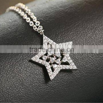 AAA cz Pave Setting Necklace 925 Silver Star Shaped Pendant photo-2