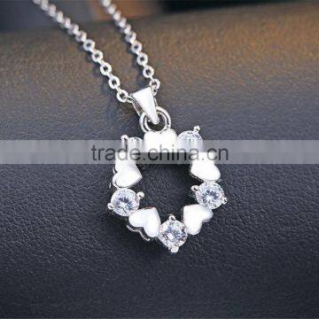 925 Sterling Silver Heart Crystal Necklace Jewelry photo-3