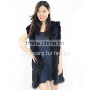 CX-G-B-69E Women's Real Raccoon Fur/ Rabbit Fur Vests From China photo-2