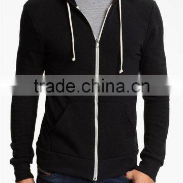 Mens 100% Cotton Pocket Customized Wholesale Plain Black Hoodie photo-2