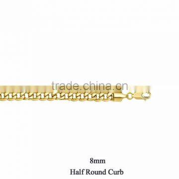 Gold Plated 8 MM Half Round Curb Chain