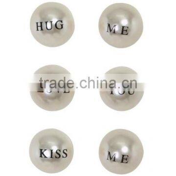 kiss me, hug me, love you printed pearl earrings, custom logo/letter printed pearl earring jewelry, best promotional gift