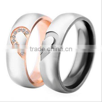 couple love titanium steel fringer rings women full crystal paving steel rings jewelry for her gifts