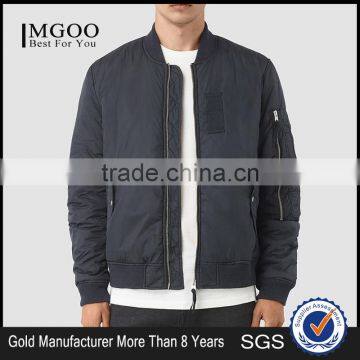 MGOO High Quality Covered Zip Up Bomber Jackets For Men Silver Zippers Long Sleeves Padded Winter Jackets