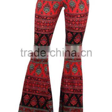 MGOO New Arrival Custom Print Velvet Leggings Flare Leg Opening Vintage High Waist Polyester Spandex Pants photo-2