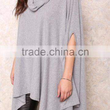 MGOO Popular Cheap Price Grey Poncho Tops Loose Oversizes Heather Cowy Fleecey Women Clothing Manufacturer photo-3