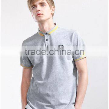 Casual Gray Printed Spandex/cotton Polo Shirt photo-2
